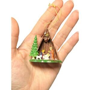 Vintage‎ Shiny Brite Nativity Christmas Ornament Diorama Hong Kong Retro Kitschy
